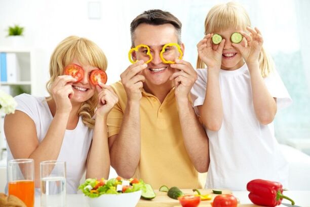 rodina jesť zeleninu na zápal žalúdka